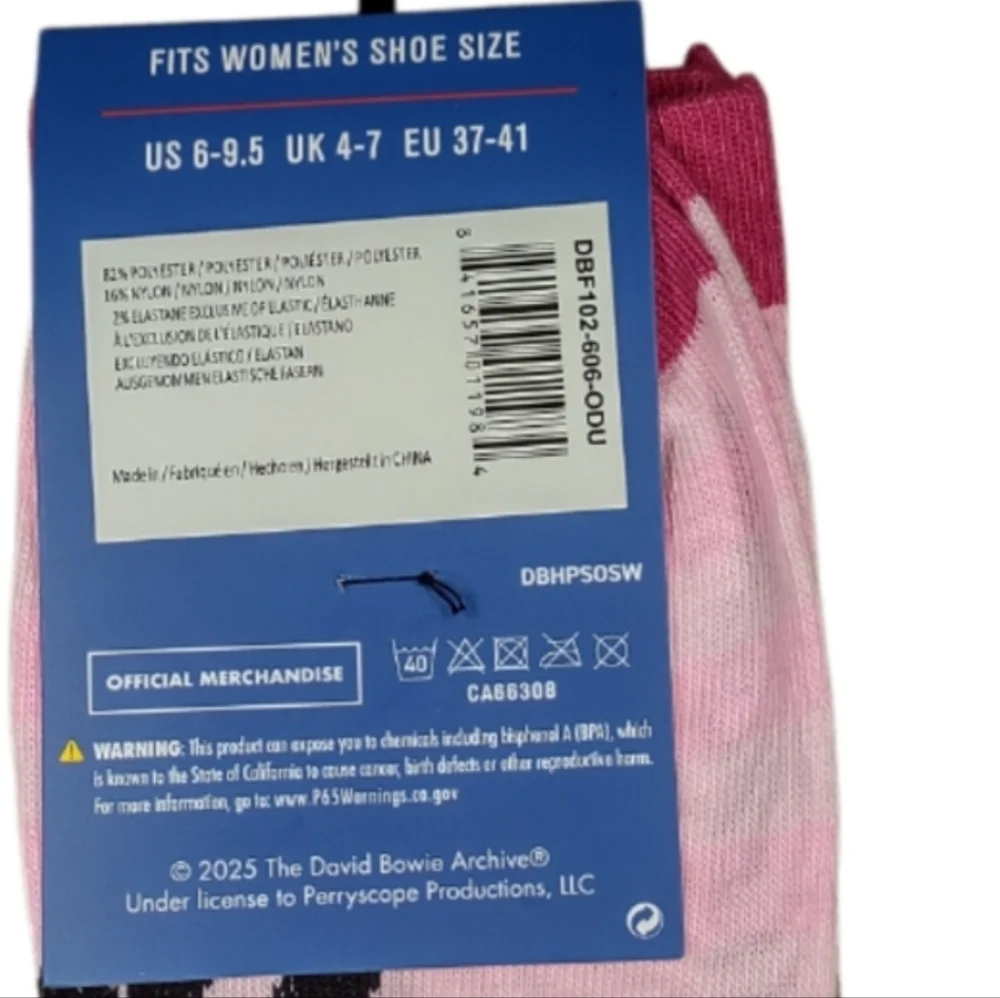 David Bowie Women's Crew Socks Pink Nostalgia Memorabilia Rebel Rebel